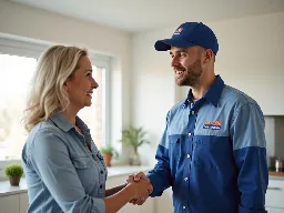 Happy customer shaking hands with a plumber